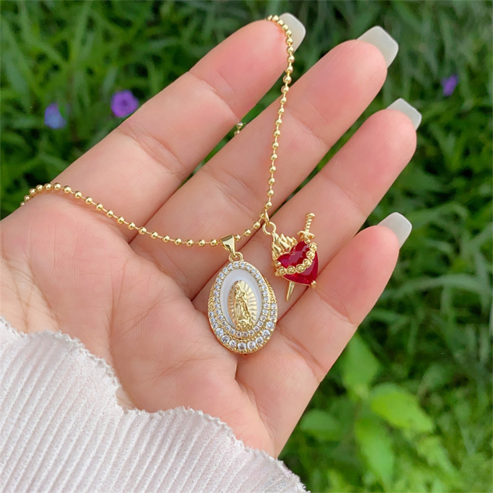 Nuestra Señora y Collar del Sagrado Corazón en 6 Estilos: Joyería Elegante Infundida de Fe