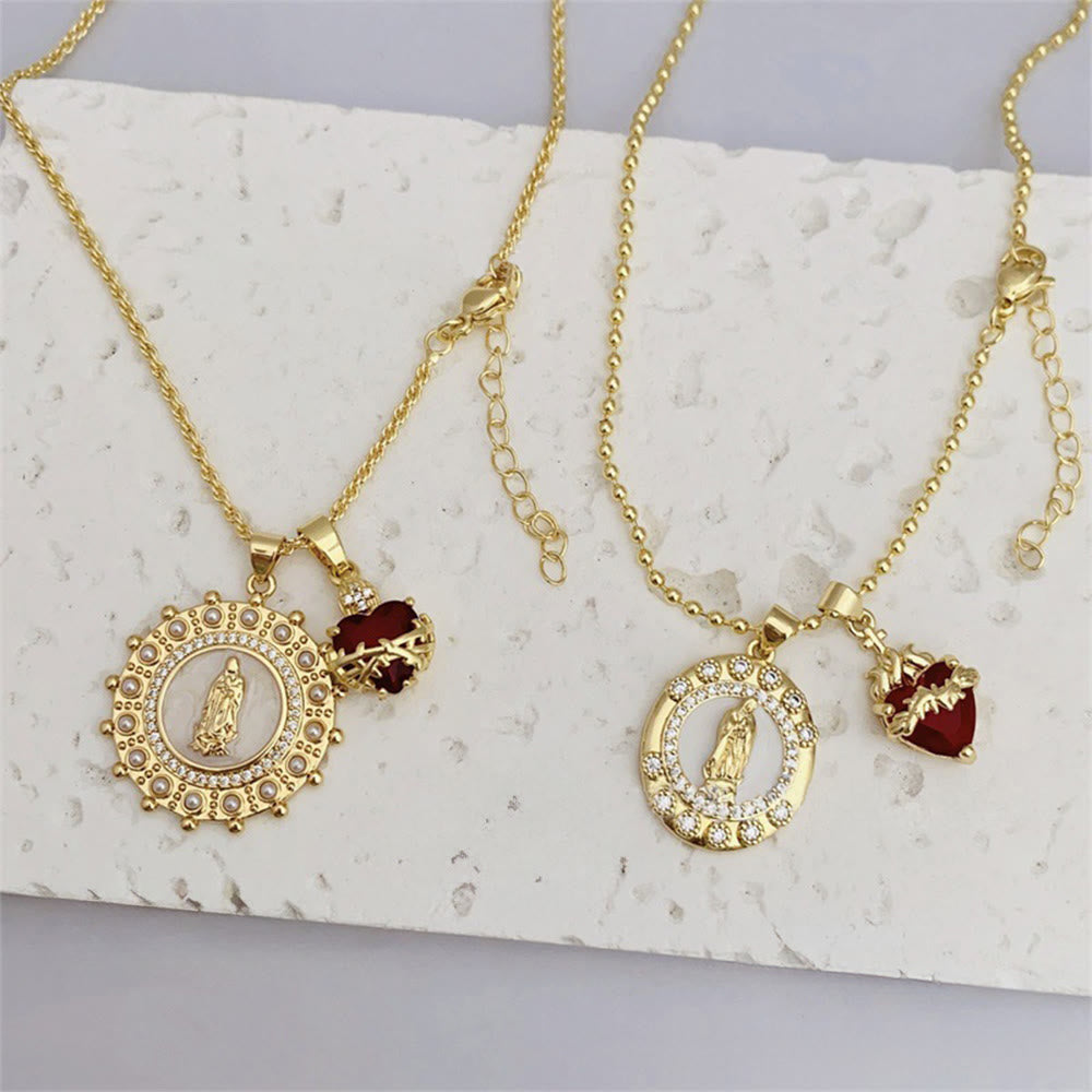 Nuestra Señora y Collar del Sagrado Corazón en 6 Estilos: Joyería Elegante Infundida de Fe