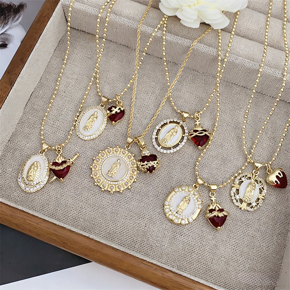 Nuestra Señora y Collar del Sagrado Corazón en 6 Estilos: Joyería Elegante Infundida de Fe
