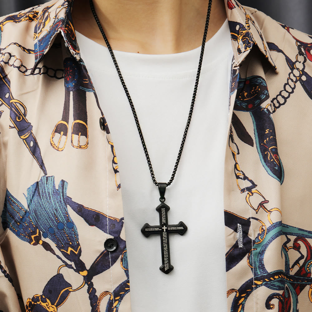 Collar de Cruz de Escritura Multicapa de 4 Colores: Su Palabra para el Uso Diario