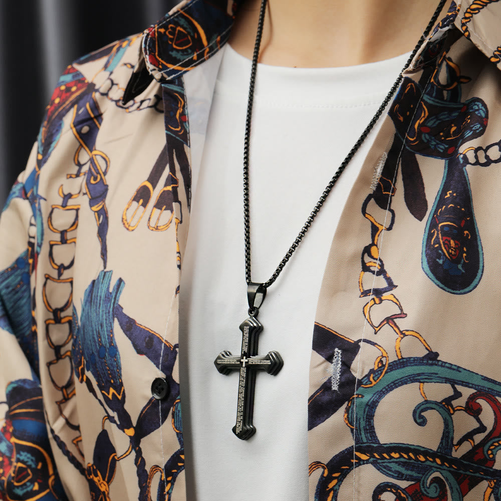 Collar de Cruz de Escritura Multicapa de 4 Colores: Su Palabra para el Uso Diario