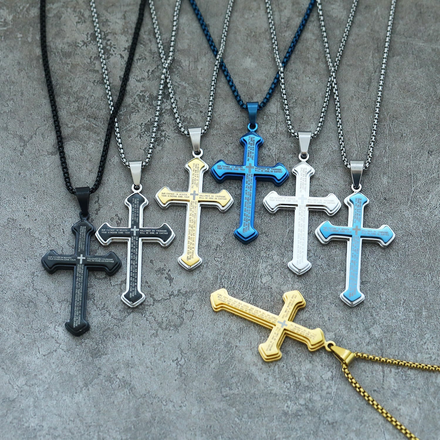 Collar de Cruz de Escritura Multicapa de 4 Colores: Su Palabra para el Uso Diario