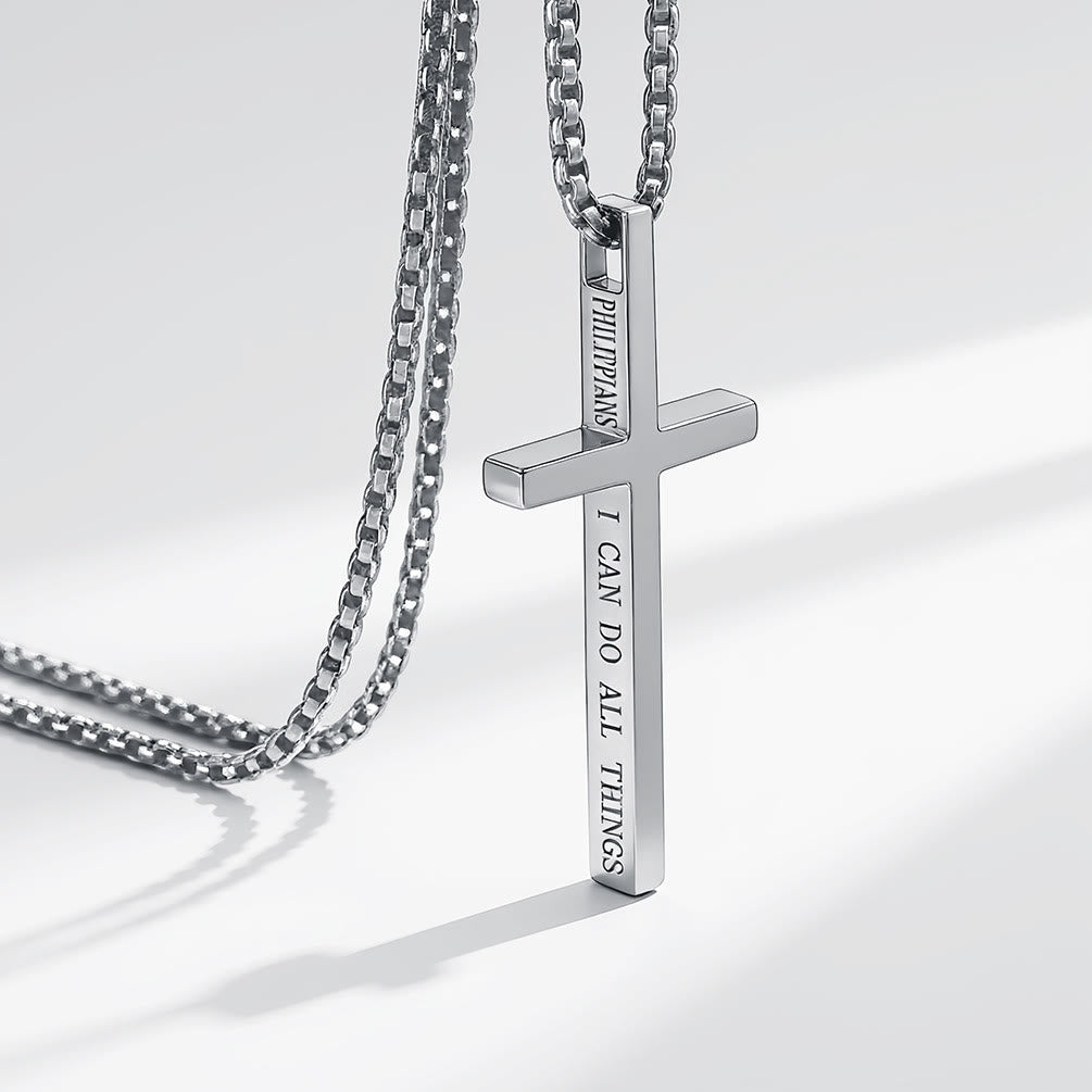 Collar de Cruz con Inscripción "Puedo Hacer Todas las Cosas": Recordatorio Estiloso de Su Ternura y Fuerza