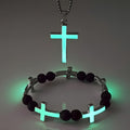 Collar de Cruz Luminosa y Conjunto de Pulsera de Cuentas: Recuerda Su Luz Silenciosa