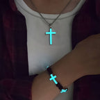 Collar de Cruz Luminosa y Conjunto de Pulsera de Cuentas: Recuerda Su Luz Silenciosa