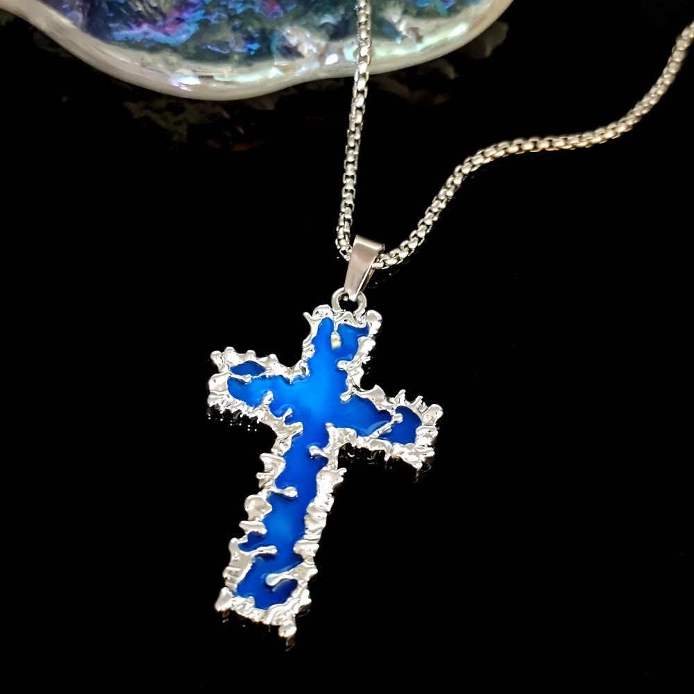 Collar Cruz Luminosa de 3 Colores y Conjunto de Pulsera de Cuentas: Recuerda Su Luz Silenciosa