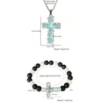 Collar Cruz Luminosa de 3 Colores y Conjunto de Pulsera de Cuentas: Recuerda Su Luz Silenciosa