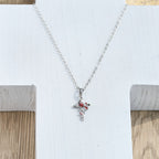 Collar de Cardenal Artesanal con Colgante de Cruz, Collar de Pájaro Rojo