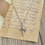 Collar de Cardenal Artesanal con Colgante de Cruz, Collar de Pájaro Rojo