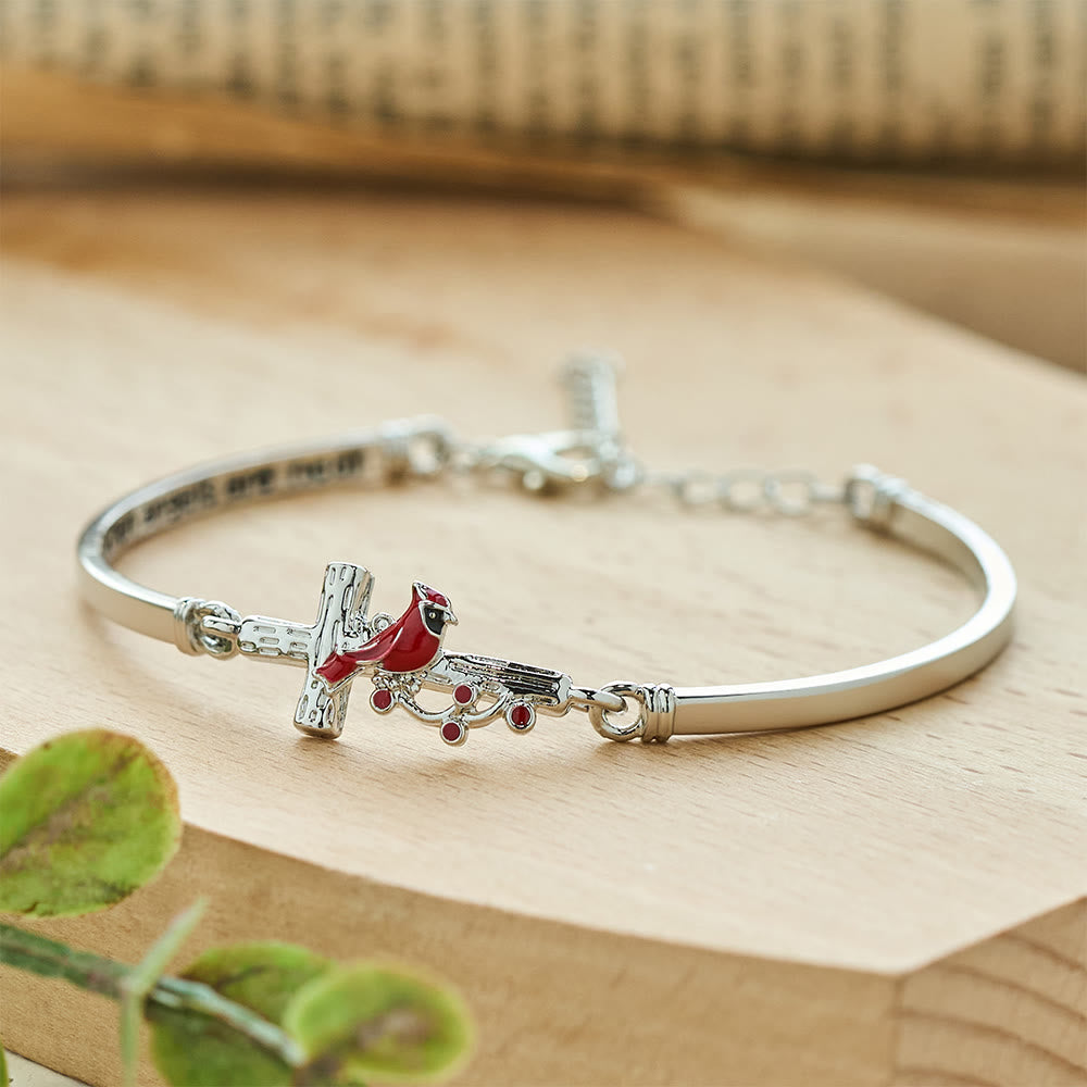 Pulsera Roja Ajustable de Pájaro Cruz Cardinal
