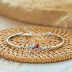 Pulsera Roja Ajustable de Pájaro Cruz Cardinal