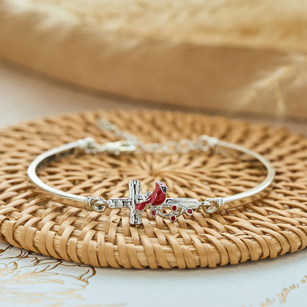 Pulsera Roja Ajustable de Pájaro Cruz Cardinal