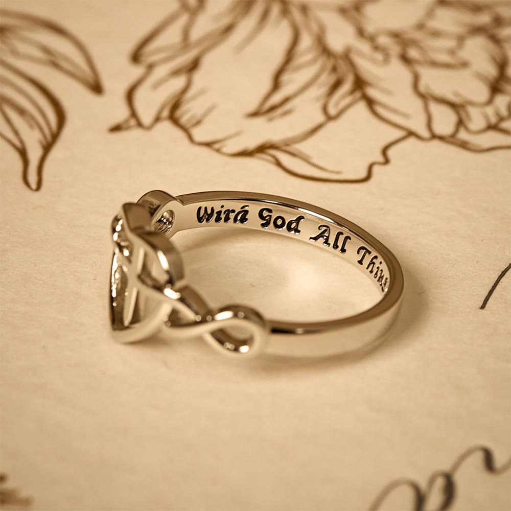 Anillo Unido de Fe en Forma de Cruz con Corazón: Con Dios, Todas las Cosas Son Posibles