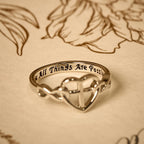 Anillo Unido de Fe en Forma de Cruz con Corazón: Con Dios, Todas las Cosas Son Posibles