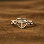 Anillo Unido de Fe en Forma de Cruz con Corazón: Con Dios, Todas las Cosas Son Posibles