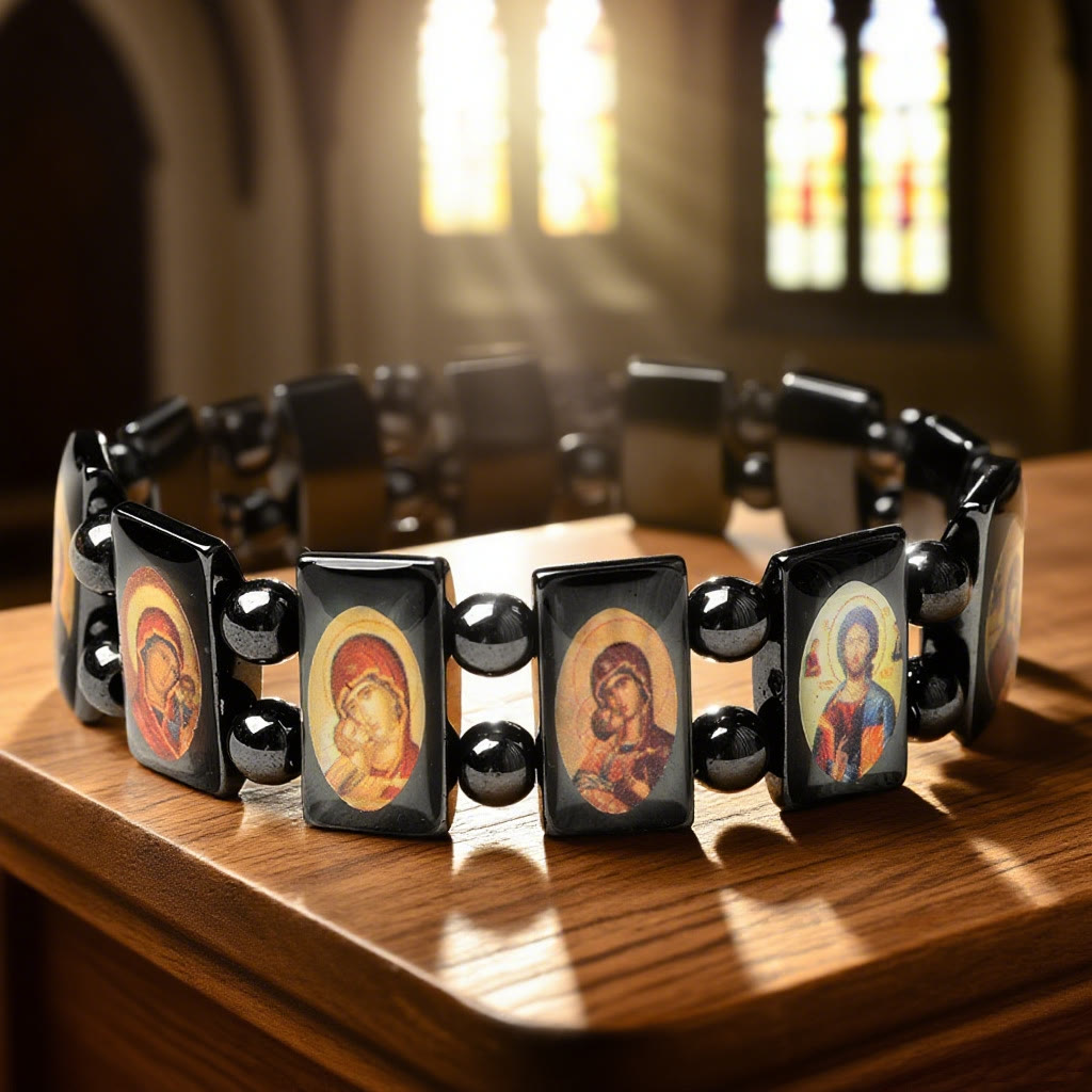Pulsera de Hematita Icono Sagrado: Un Símbolo de Devoción Atemporal