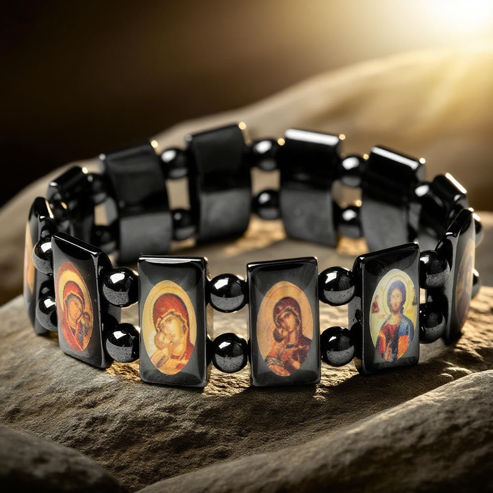 Pulsera de Hematita Icono Sagrado: Un Símbolo de Devoción Atemporal
