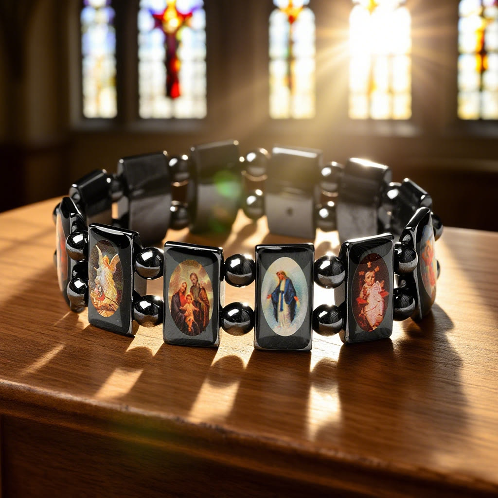 Pulsera de Hematita Icono Sagrado: Un Símbolo de Devoción Atemporal