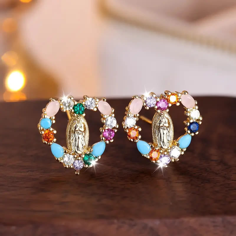 Pendientes de Stud en Forma de Corazón de Nuestra Señora: Estilos Coloridos de Circones y Brillantes Claros