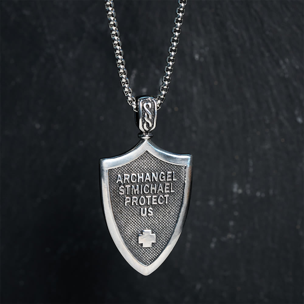 Amuleto de Escudo del Arcángel San Miguel Collar de Titanio