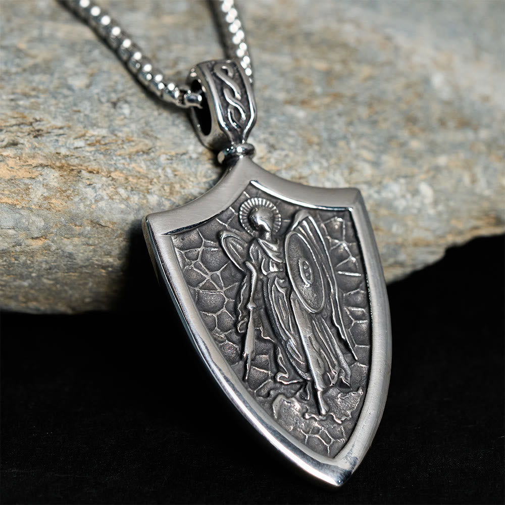 Amuleto de Escudo del Arcángel San Miguel Collar de Titanio