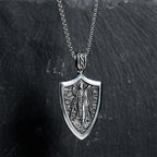 Amuleto de Escudo del Arcángel San Miguel Collar de Titanio