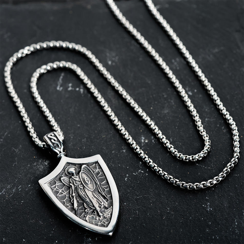 Amuleto de Escudo del Arcángel San Miguel Collar de Titanio