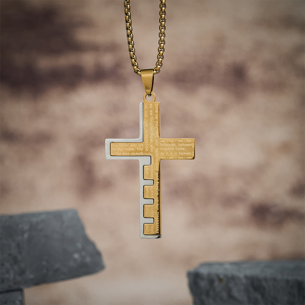Collar Cruz del Padre Nuestro en Tres Colores: Un Símbolo Atemporal de lo Sagrado