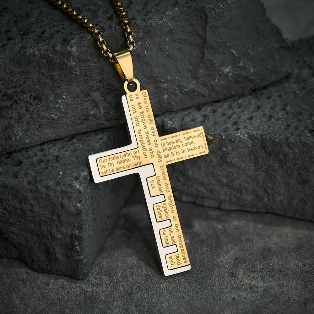 Collar Cruz del Padre Nuestro en Tres Colores: Un Símbolo Atemporal de lo Sagrado