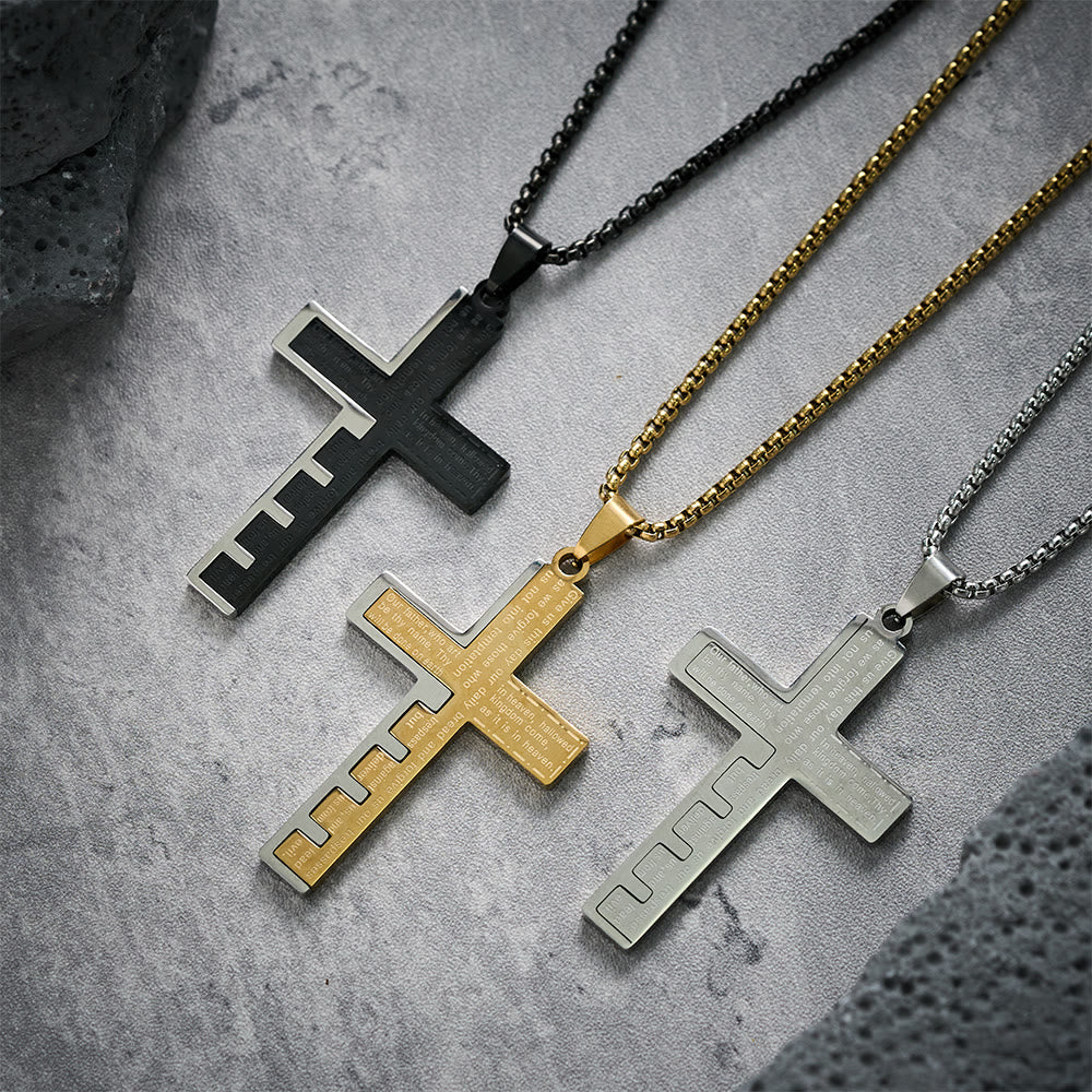 Collar Cruz del Padre Nuestro en Tres Colores: Un Símbolo Atemporal de lo Sagrado