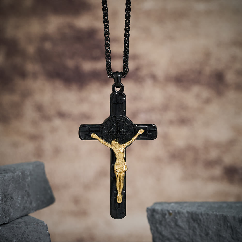 Medalla de Protección Crucifijo Estilo Retro Clásico San Benito Collar