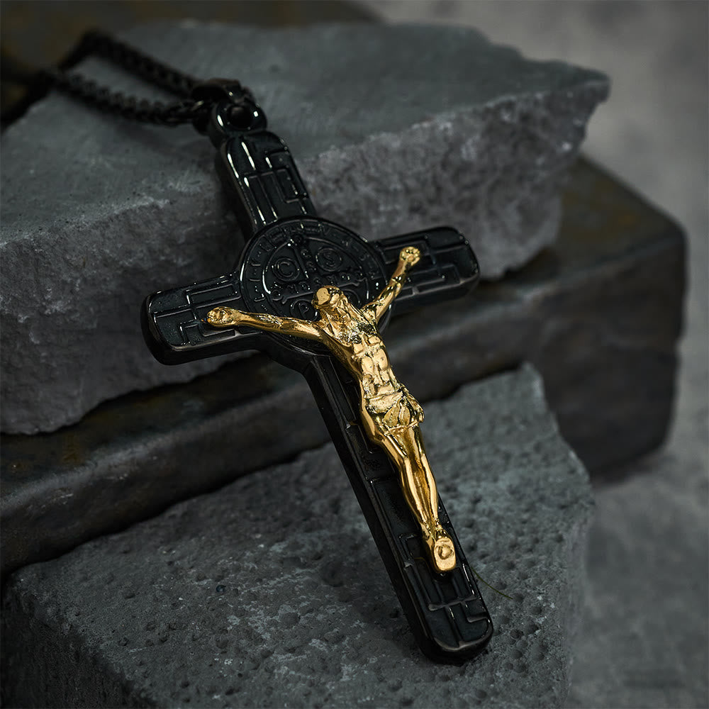 Medalla de Protección Crucifijo Estilo Retro Clásico San Benito Collar