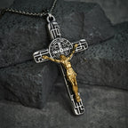 Collar de Medalla de Protección Crucifijo Clásico Estilo Retro San Benito