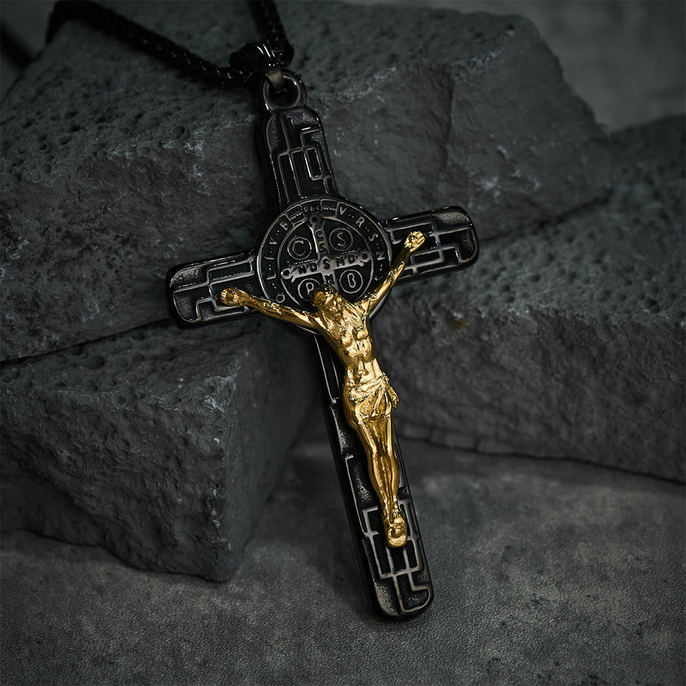 Medalla de Protección Crucifijo Estilo Retro Clásico San Benito Collar