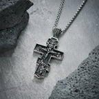 Collar de Crucifijo Ortodoxo de Titanio Jesús Joyería de Protección