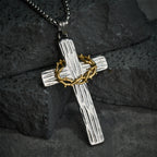 Collar Colgante de Protección Sagrada de la Cruz de Jesús con Corona de Espinas de Estilo Moderno