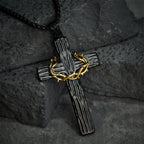 Collar Colgante de Protección Sagrada de la Cruz de Jesús con Corona de Espinas de Estilo Moderno