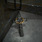 Collar Colgante de Protección Sagrada de la Cruz de Jesús con Corona de Espinas de Estilo Moderno