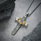 Collar de Péndulo de Protección Sagrada de la Cruz de Jesús con Corona de Espinas de Estilo Moderno
