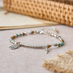 Pulsera de Turquesa Africana Natural Salmo 46:5: Diseño de Barra Grabada y Cuenta de Piedra