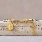 Pulsera de Turquesa Africana Natural Salmo 46:5: Diseño de Barra Grabada y Cuenta de Piedra