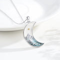 Collar de Media Luna y Cruz con Semilla de Mostaza: Incrustación de Turquesa y Diseño en Tonos Plateados