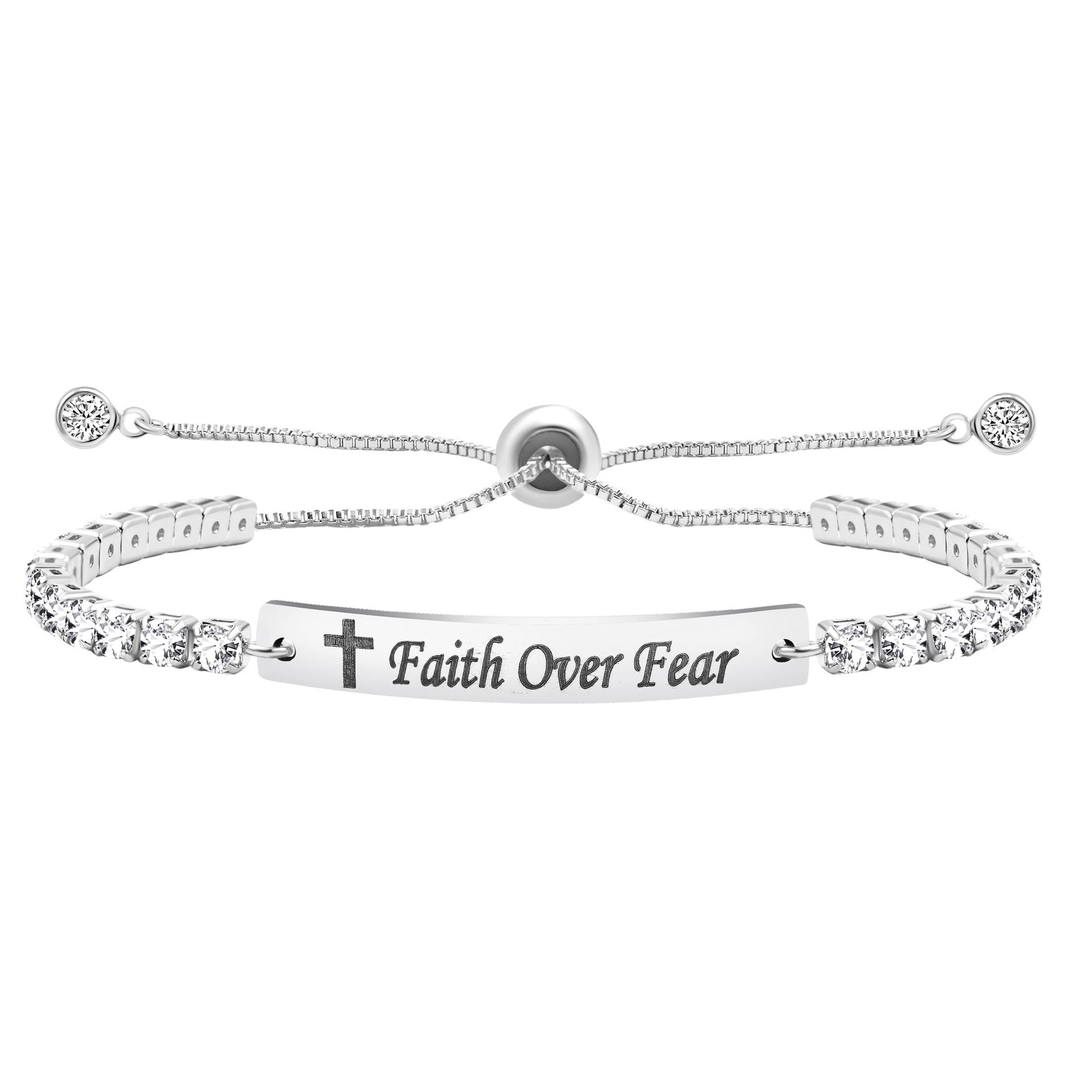 Pulsera de Fe y Coraje de Metal de Cuatro Colores con Barra Grabada/En Blanco