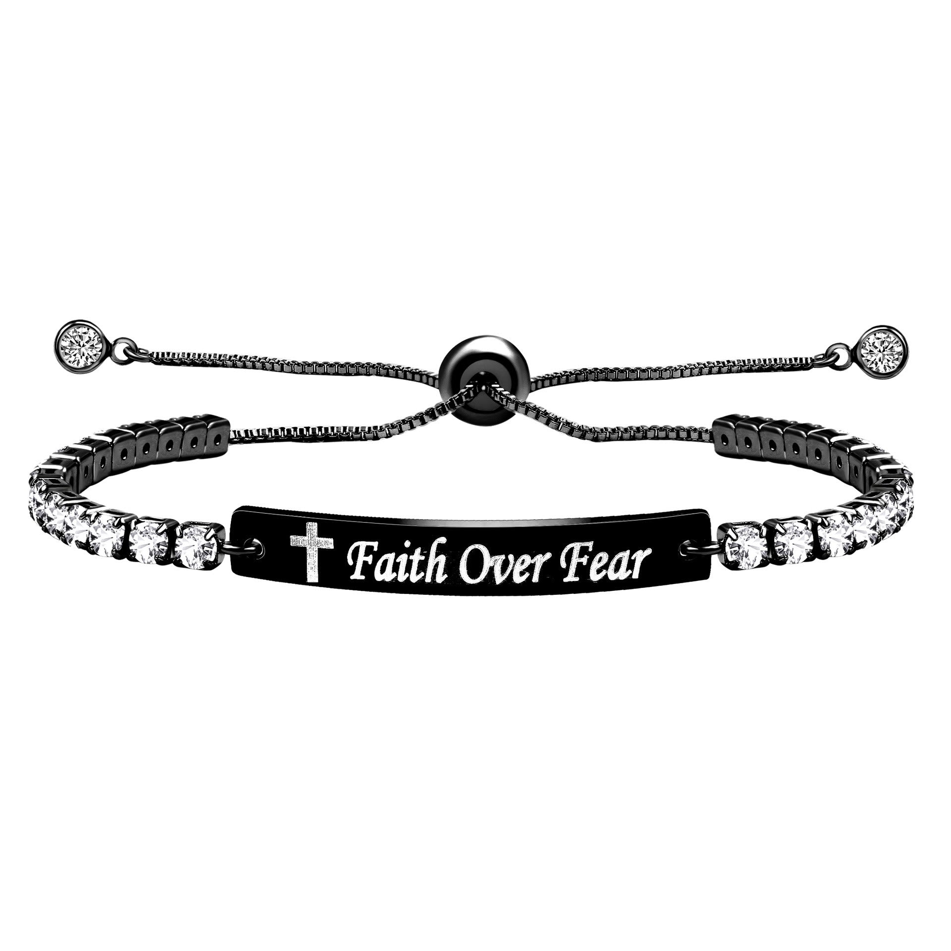 Pulsera de Fe y Coraje de Metal de Cuatro Colores con Barra Grabada/En Blanco