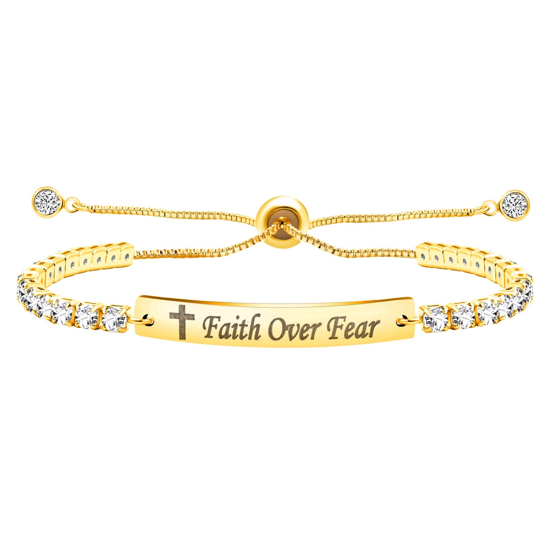 Pulsera de Fe y Coraje de Metal de Cuatro Colores con Barra Grabada/En Blanco