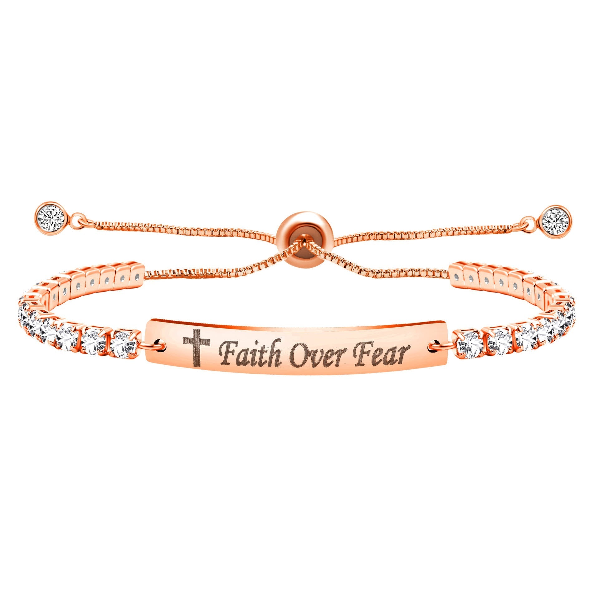 Pulsera de Fe y Coraje de Metal de Cuatro Colores con Barra Grabada/En Blanco
