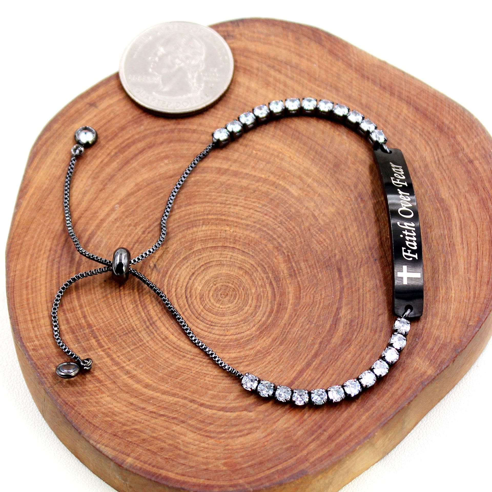 Pulsera de Fe y Coraje de Metal de Cuatro Colores con Barra Grabada/En Blanco