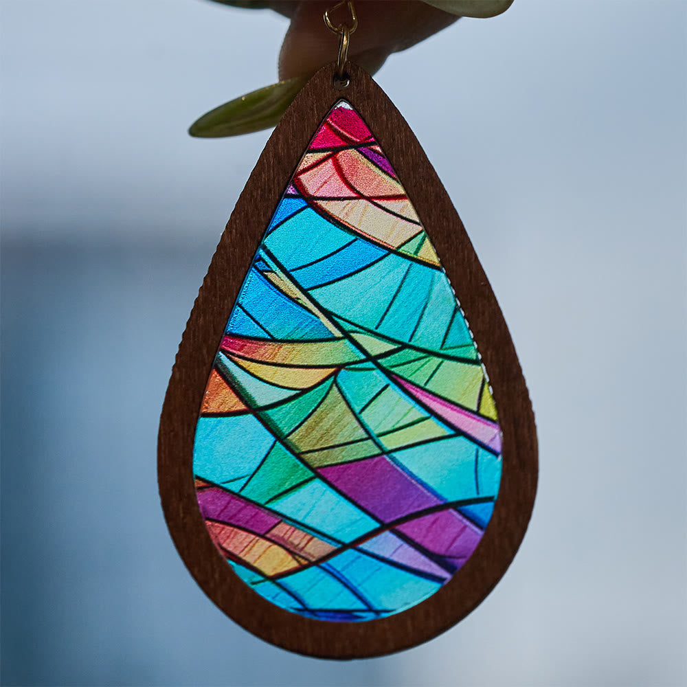 Pendientes en Forma de Gota de Gracia Gloriosa Inspirados en el Arte Colorido de Ventanas de Iglesias