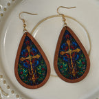 Pendientes en Forma de Gota de Gracia Gloriosa Inspirados en el Arte Colorido de Ventanas de Iglesias