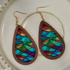 Pendientes en Forma de Gota de Gracia Gloriosa Inspirados en el Arte Colorido de Ventanas de Iglesias